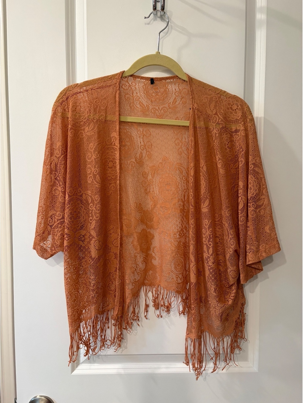 Orange lacy kimono, size small